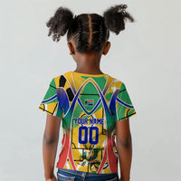 Personalized South Africa Football Springbok Kid T shirt Bafana Bafana Rainbow Nation Flag Colors