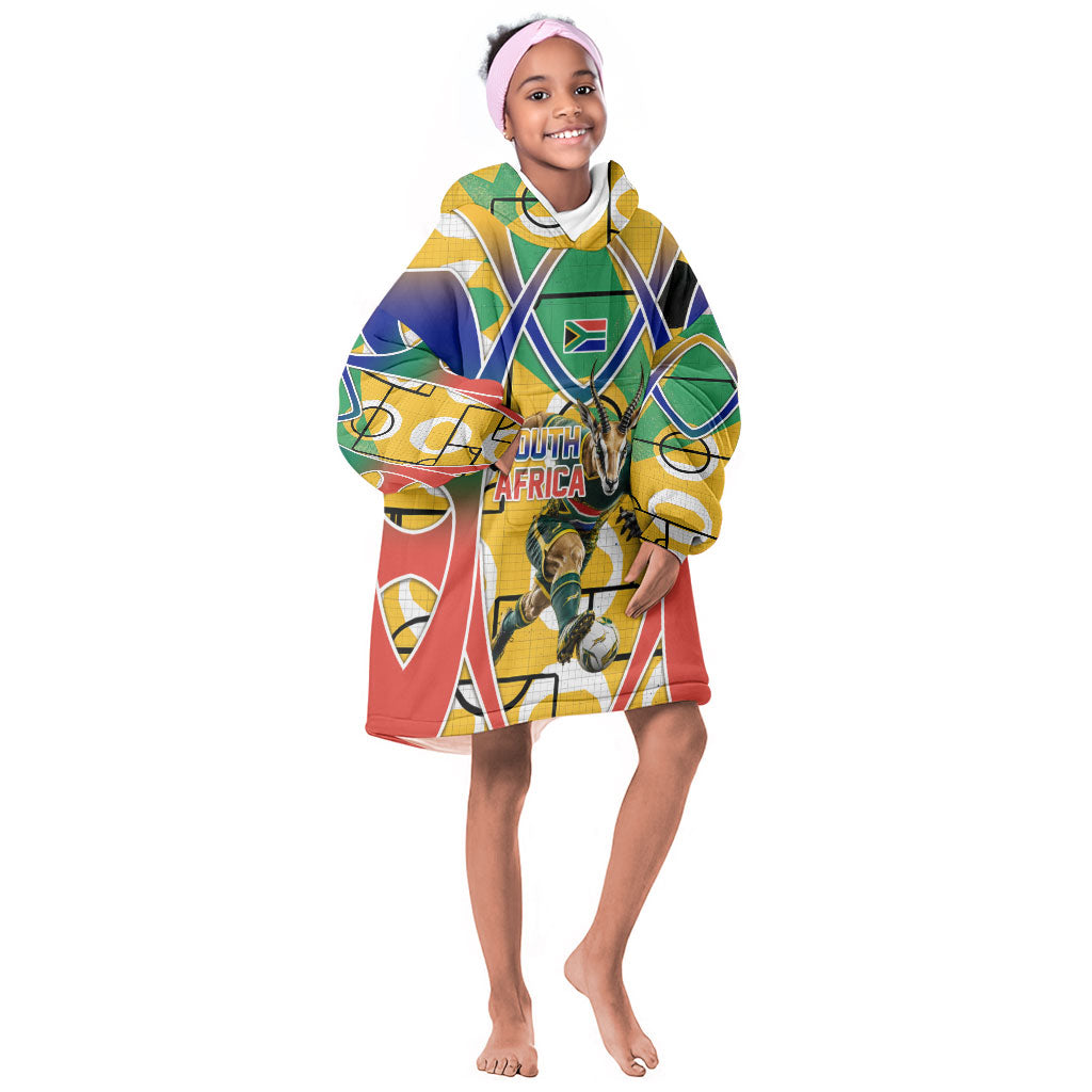 Personalized South Africa Football Springbok Kid Wearable Blanket Hoodie Bafana Bafana Rainbow Nation Flag Colors
