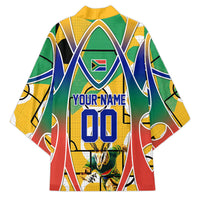 Personalized South Africa Football Springbok Kimono Bafana Bafana Rainbow Nation Flag Colors