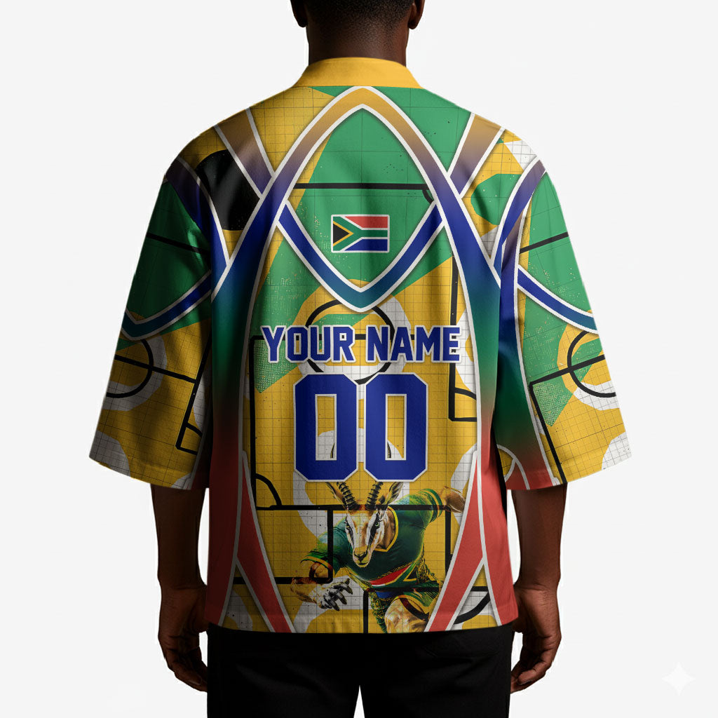 Personalized South Africa Football Springbok Kimono Bafana Bafana Rainbow Nation Flag Colors