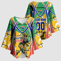 Personalized South Africa Football Springbok Kimono Sleeve Blouse Bafana Bafana Rainbow Nation Flag Colors