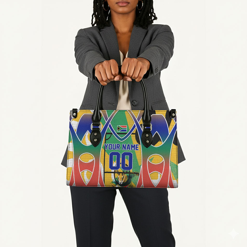 Personalized South Africa Football Springbok Leather Bag Bafana Bafana Rainbow Nation Flag Colors