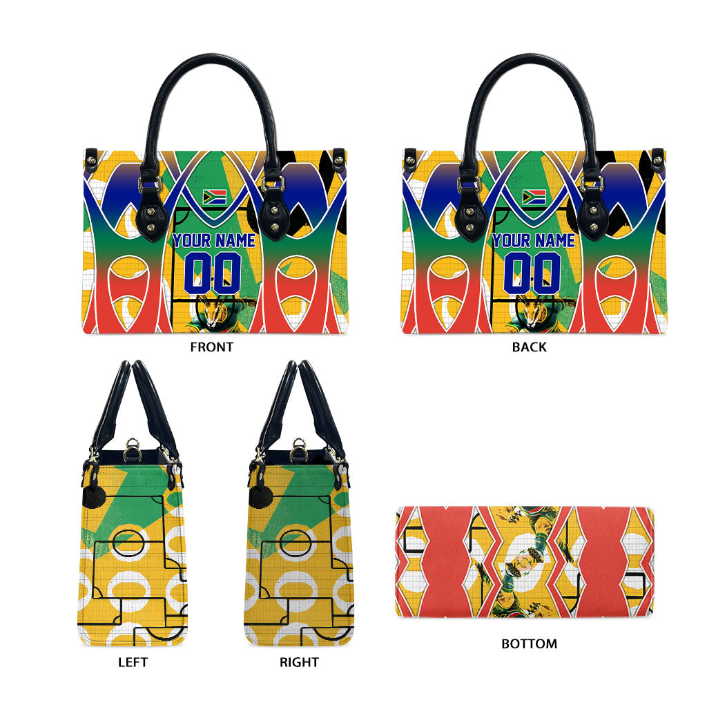 Personalized South Africa Football Springbok Leather Bag Bafana Bafana Rainbow Nation Flag Colors