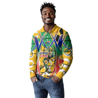 Personalized South Africa Football Springbok Long Sleeve Polo Shirt Bafana Bafana Rainbow Nation Flag Colors