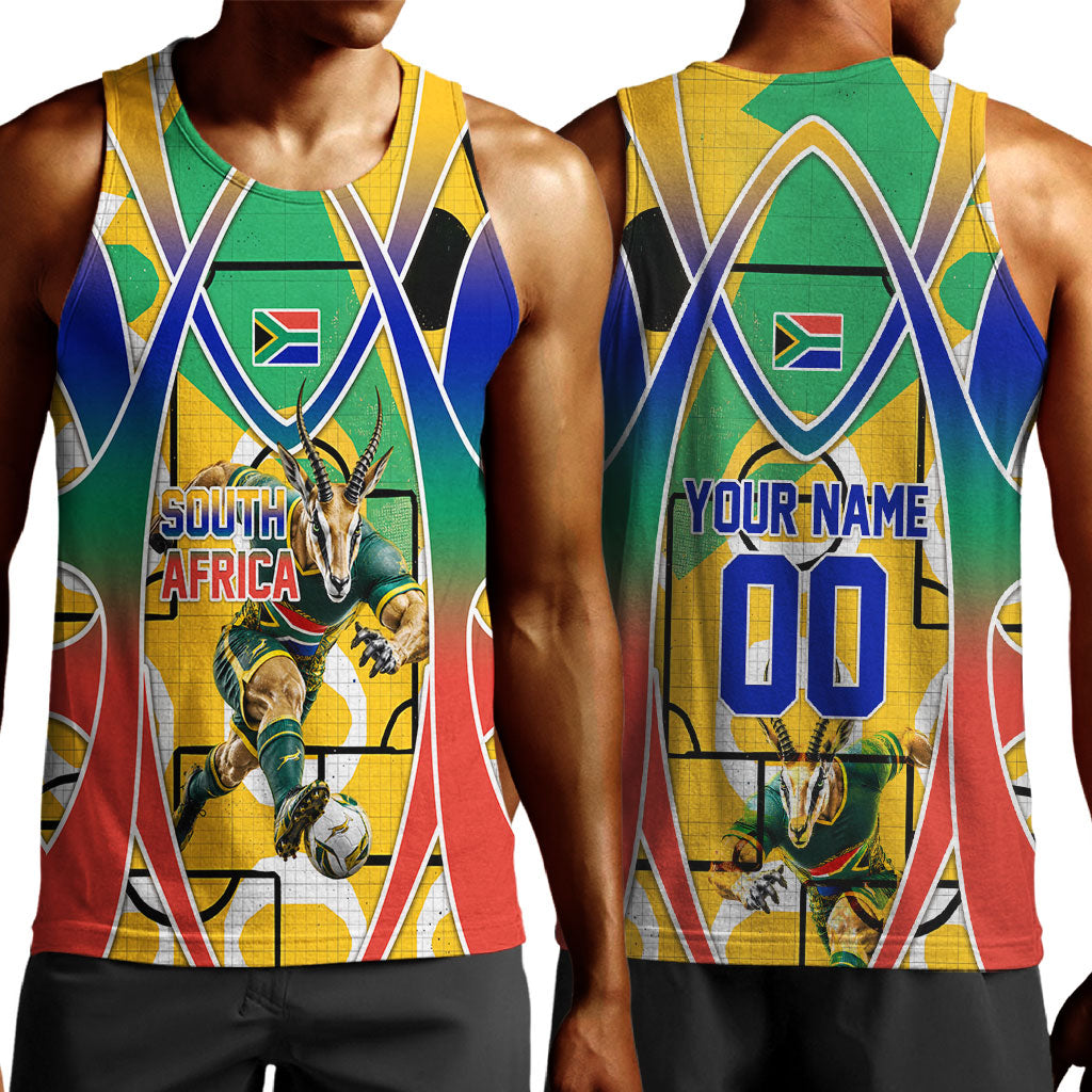 Personalized South Africa Football Springbok Men Tank Top Bafana Bafana Rainbow Nation Flag Colors