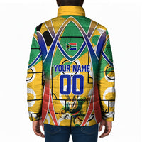 Personalized South Africa Football Springbok Padded Jacket Bafana Bafana Rainbow Nation Flag Colors