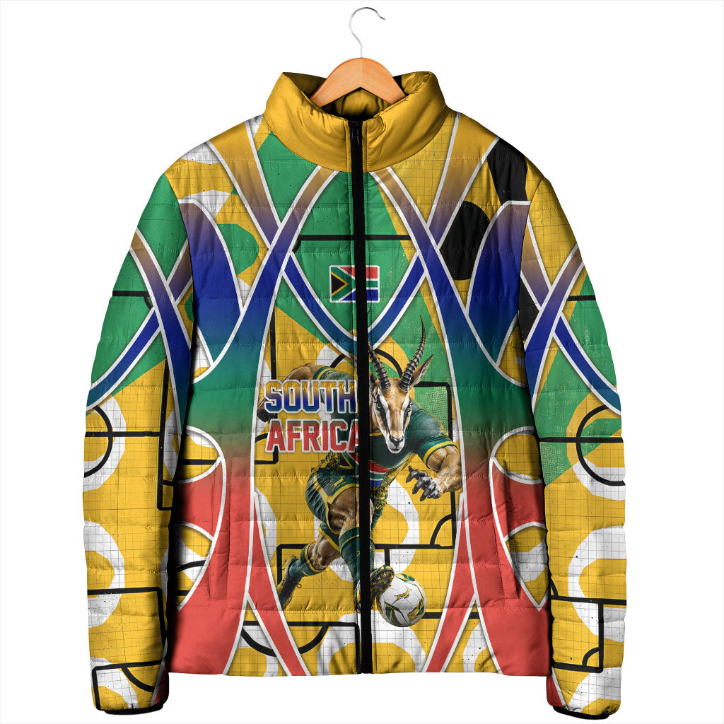 Personalized South Africa Football Springbok Padded Jacket Bafana Bafana Rainbow Nation Flag Colors