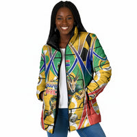Personalized South Africa Football Springbok Padded Jacket Bafana Bafana Rainbow Nation Flag Colors