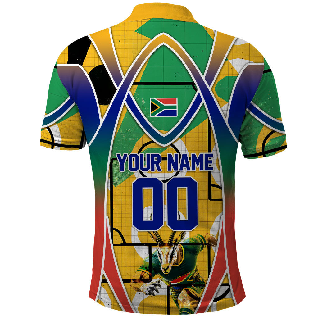 Personalized South Africa Football Springbok Polo Shirt Bafana Bafana Rainbow Nation Flag Colors