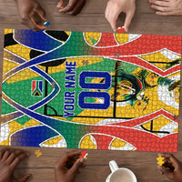 Personalized South Africa Football Springbok Puzzle Bafana Bafana Rainbow Nation Flag Colors