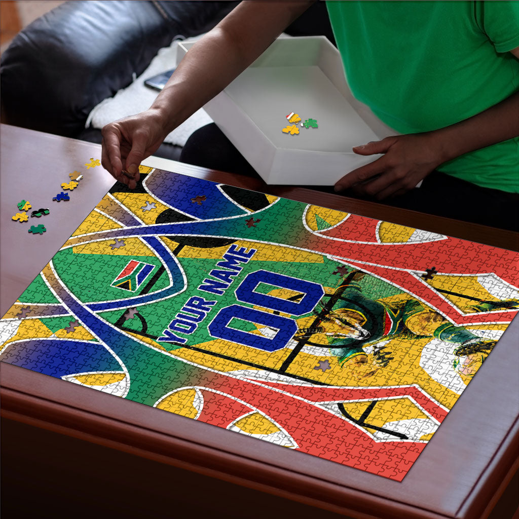 Personalized South Africa Football Springbok Puzzle Bafana Bafana Rainbow Nation Flag Colors