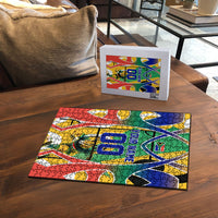 Personalized South Africa Football Springbok Puzzle Bafana Bafana Rainbow Nation Flag Colors