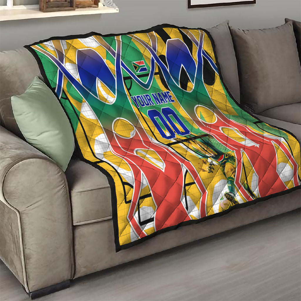 Personalized South Africa Football Springbok Quilt Bafana Bafana Rainbow Nation Flag Colors