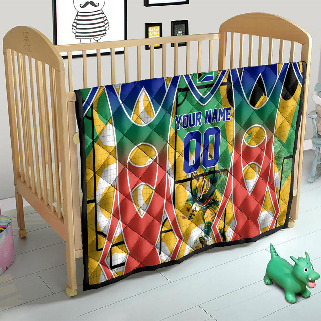 Personalized South Africa Football Springbok Quilt Bafana Bafana Rainbow Nation Flag Colors