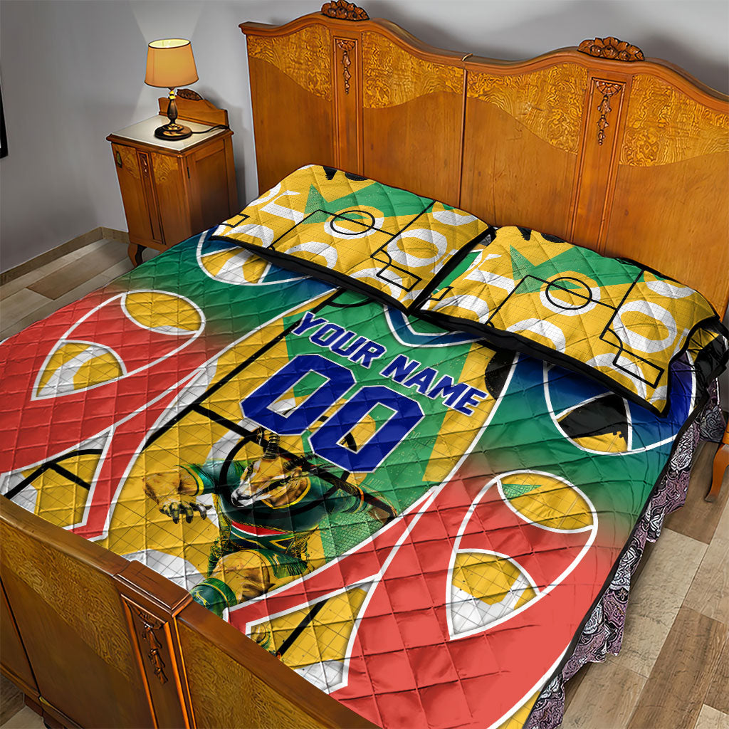 Personalized South Africa Football Springbok Quilt Bed Set Bafana Bafana Rainbow Nation Flag Colors