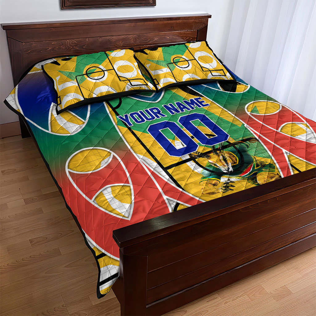 Personalized South Africa Football Springbok Quilt Bed Set Bafana Bafana Rainbow Nation Flag Colors