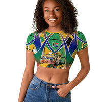 Personalized South Africa Football Springbok Raglan Cropped T shirt Bafana Bafana Rainbow Nation Flag Colors