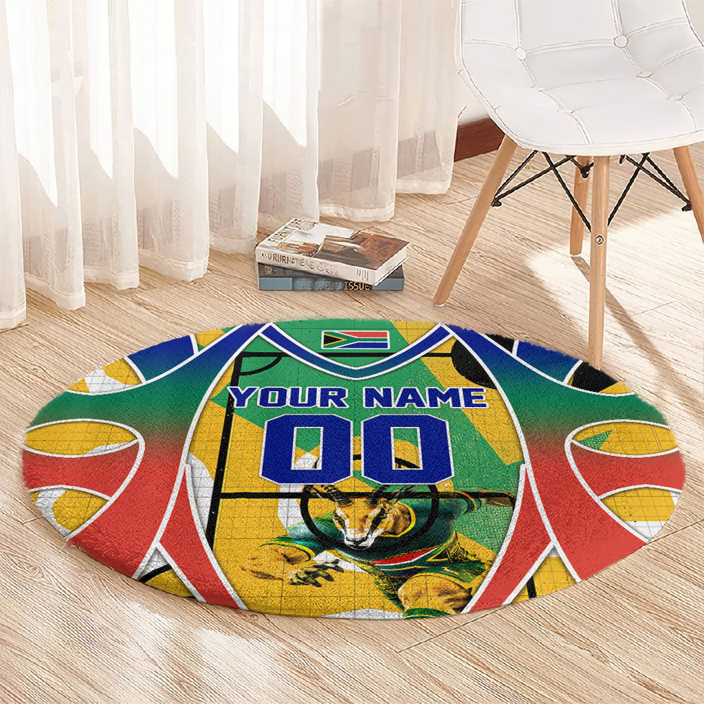 Personalized South Africa Football Springbok Round Carpet Bafana Bafana Rainbow Nation Flag Colors