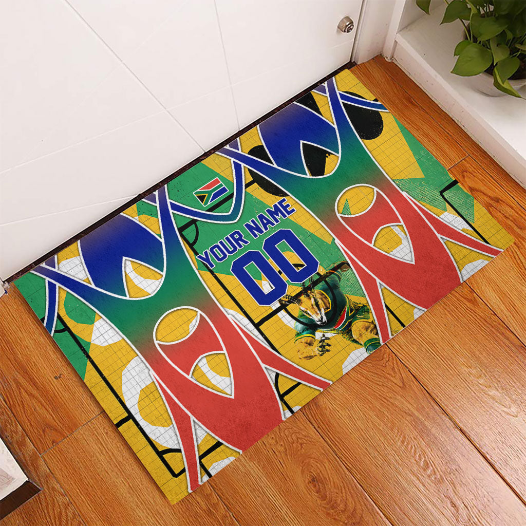 Personalized South Africa Football Springbok Rubber Doormat Bafana Bafana Rainbow Nation Flag Colors