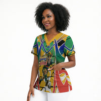 Personalized South Africa Football Springbok Scrub Top Bafana Bafana Rainbow Nation Flag Colors