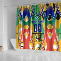 Personalized South Africa Football Springbok Shower Curtain Bafana Bafana Rainbow Nation Flag Colors