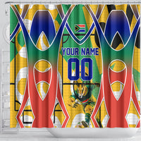 Personalized South Africa Football Springbok Shower Curtain Bafana Bafana Rainbow Nation Flag Colors