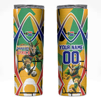 Personalized South Africa Football Springbok Skinny Tumbler Bafana Bafana Rainbow Nation Flag Colors