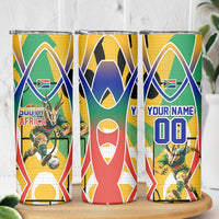 Personalized South Africa Football Springbok Skinny Tumbler Bafana Bafana Rainbow Nation Flag Colors