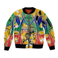 Personalized South Africa Football Springbok Sleeve Zip Bomber Jacket Bafana Bafana Rainbow Nation Flag Colors