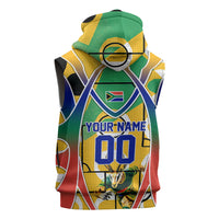 Personalized South Africa Football Springbok Sleeveless Hoodie Bafana Bafana Rainbow Nation Flag Colors