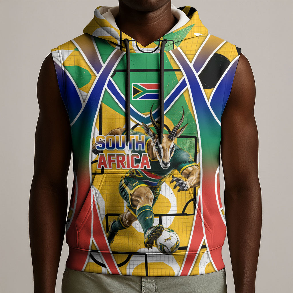 Personalized South Africa Football Springbok Sleeveless Hoodie Bafana Bafana Rainbow Nation Flag Colors