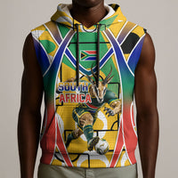 Personalized South Africa Football Springbok Sleeveless Hoodie Bafana Bafana Rainbow Nation Flag Colors