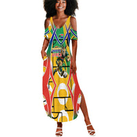 Personalized South Africa Football Springbok Summer Maxi Dress Bafana Bafana Rainbow Nation Flag Colors