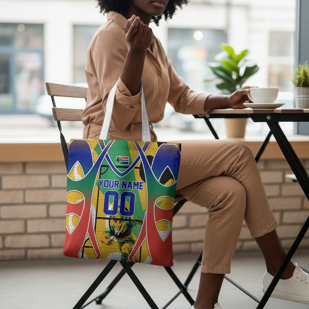 Personalized South Africa Football Springbok Tote Bag Bafana Bafana Rainbow Nation Flag Colors