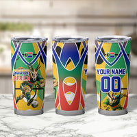 Personalized South Africa Football Springbok Tumbler Cup Bafana Bafana Rainbow Nation Flag Colors