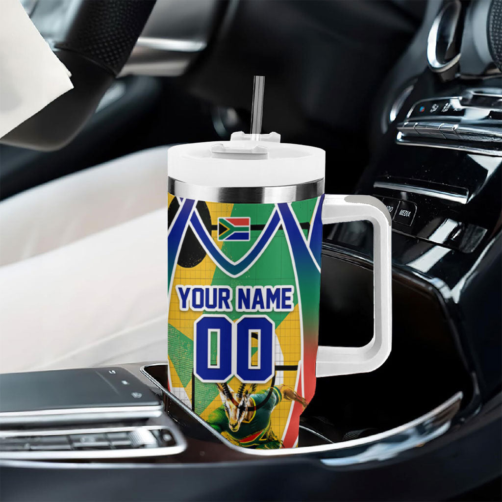 Personalized South Africa Football Springbok Tumbler With Handle Bafana Bafana Rainbow Nation Flag Colors