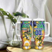 Personalized South Africa Football Springbok Tumbler With Handle Bafana Bafana Rainbow Nation Flag Colors