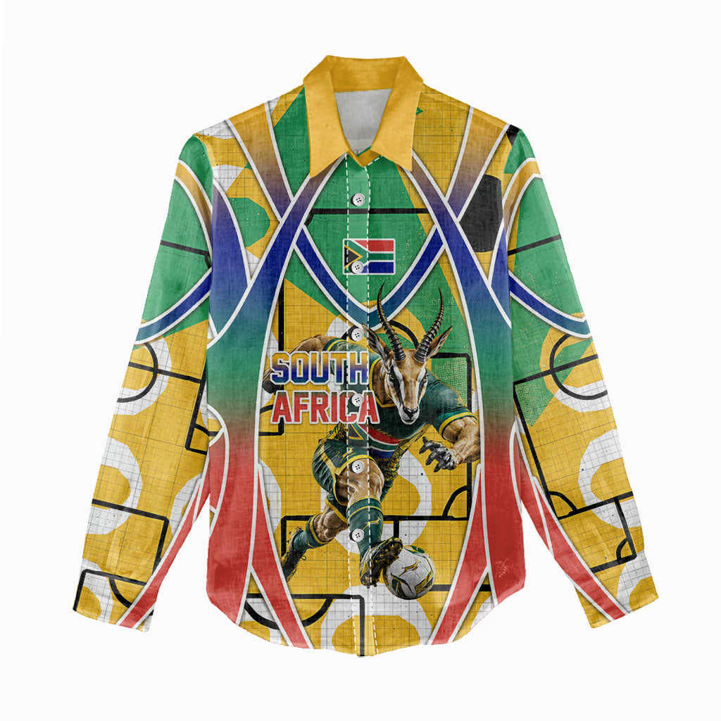Personalized South Africa Football Springbok Women Casual Shirt Bafana Bafana Rainbow Nation Flag Colors
