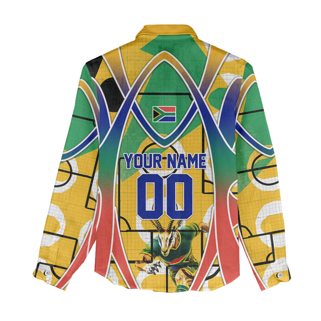 Personalized South Africa Football Springbok Women Casual Shirt Bafana Bafana Rainbow Nation Flag Colors