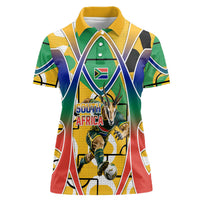 Personalized South Africa Football Springbok Women Polo Shirt Bafana Bafana Rainbow Nation Flag Colors