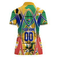 Personalized South Africa Football Springbok Women Polo Shirt Bafana Bafana Rainbow Nation Flag Colors