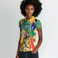 Personalized South Africa Football Springbok Women Polo Shirt Bafana Bafana Rainbow Nation Flag Colors
