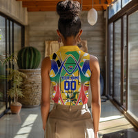 Personalized South Africa Football Springbok Women Sleeveless Polo Shirt Bafana Bafana Rainbow Nation Flag Colors