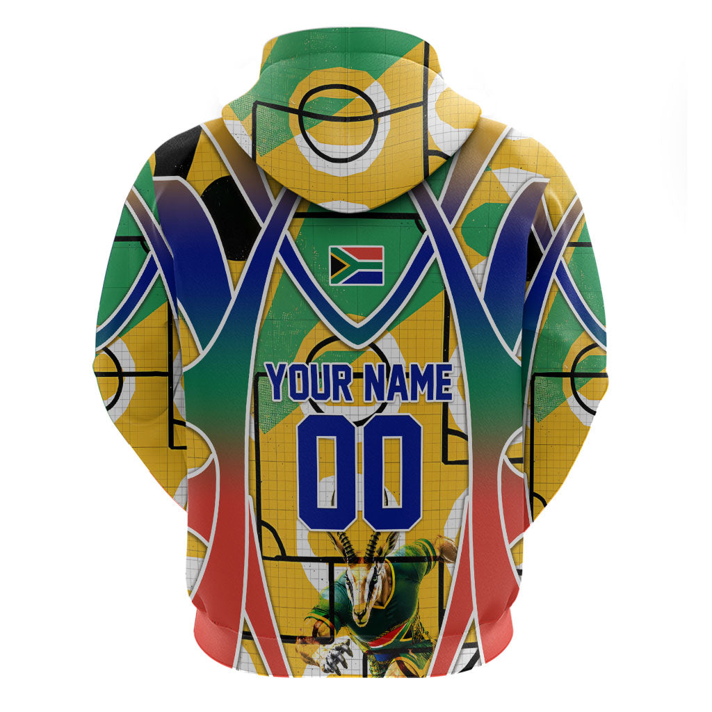 Personalized South Africa Football Springbok Zip Hoodie Bafana Bafana Rainbow Nation Flag Colors