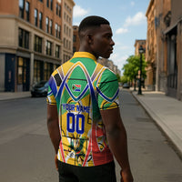 Personalized South Africa Football Springbok Zipper Polo Shirt Bafana Bafana Rainbow Nation Flag Colors