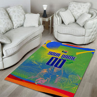 Personalized South Africa Football Area Rug Springbok Champion Soccer Mascot Protea