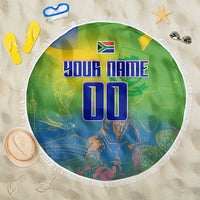 Personalized South Africa Football Beach Blanket Springbok Champion Soccer Mascot Protea