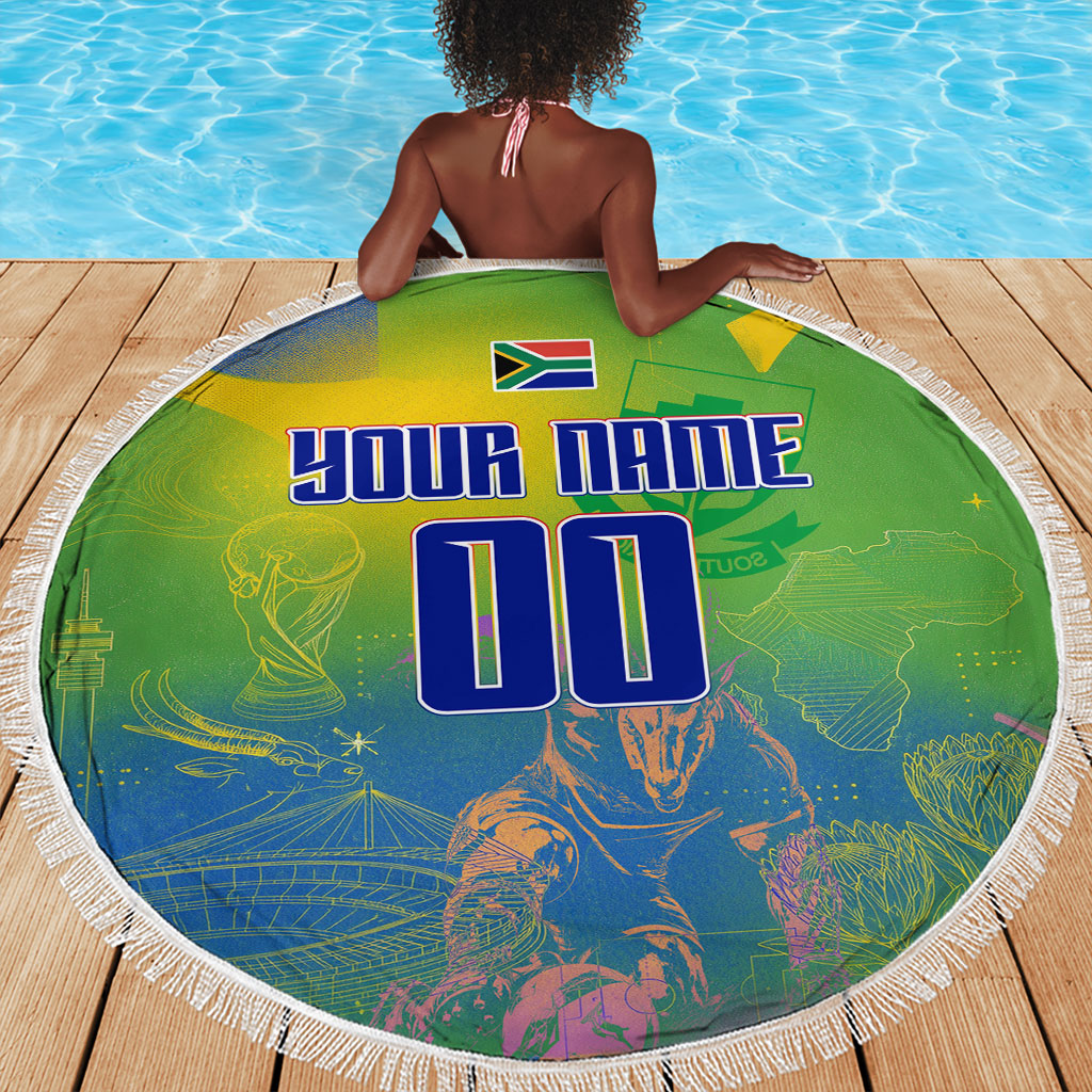 Personalized South Africa Football Beach Blanket Springbok Champion Soccer Mascot Protea