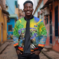 Personalized South Africa Football Bomber Jacket Springbok Champion Soccer Mascot Protea