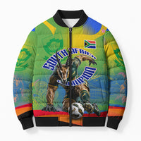 Personalized South Africa Football Bomber Puffer Jacket Springbok Champion Soccer Mascot Protea
